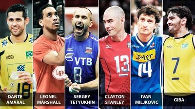 Legends of Volleyball. Giba, Clayton Stanley, Leonel Marshall, Ivan Miljkovic.